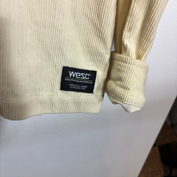 WESC Cream Corduroy Zip Jacket Men’s M Women’s L 100% Cotton Streetwear - Picture 2 of 7